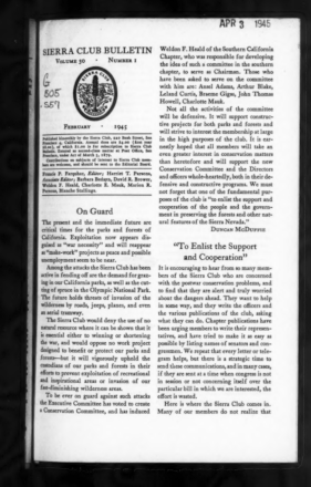 Sierra Club Bulletin 1945 Vol 30 No 1 February thumbnail